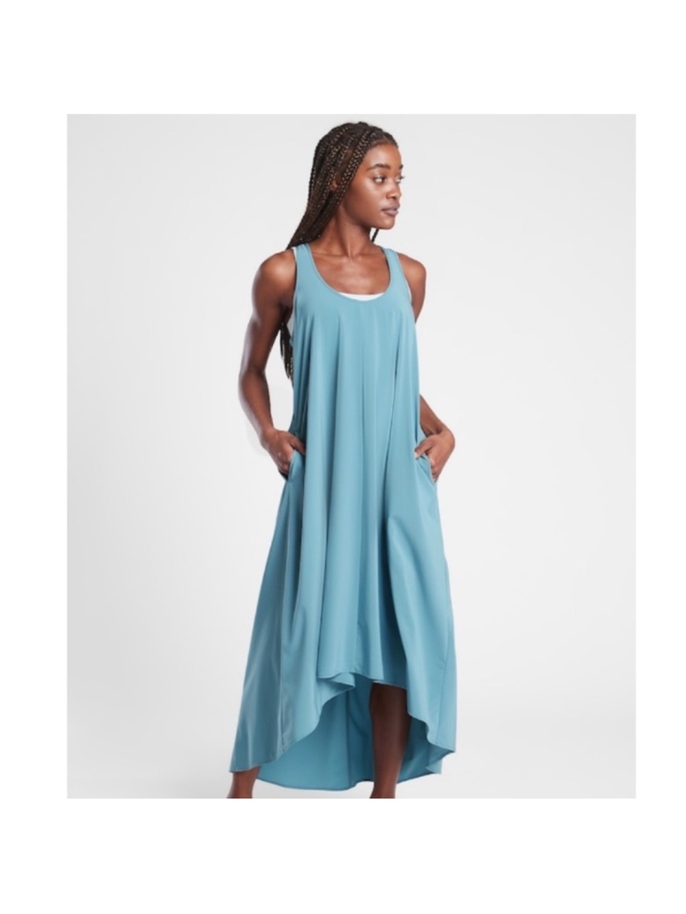 NWT Athleta Presidio Dress Riviera Blue Midi
Oversized Tank Hi Low Size LT.